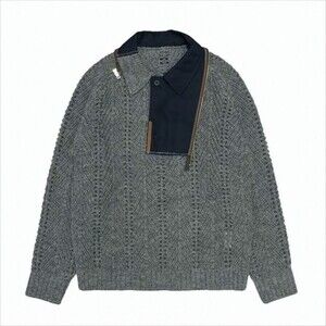 Kolor Textured Knit Wool Pullover With Unique Collar - NWT